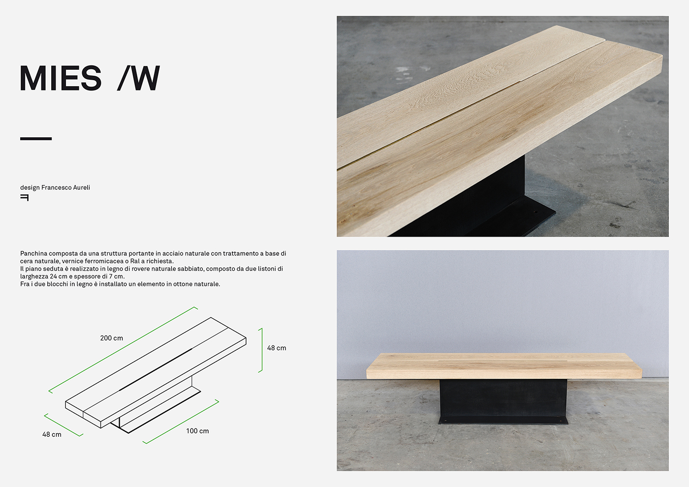 MIES design di arredo urbano in acciaio e legno progettato da Francesco Aureli